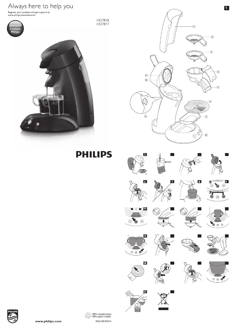 Page n°1 - Manuel utilisateur Philips Senseo Original & Milk HD7819