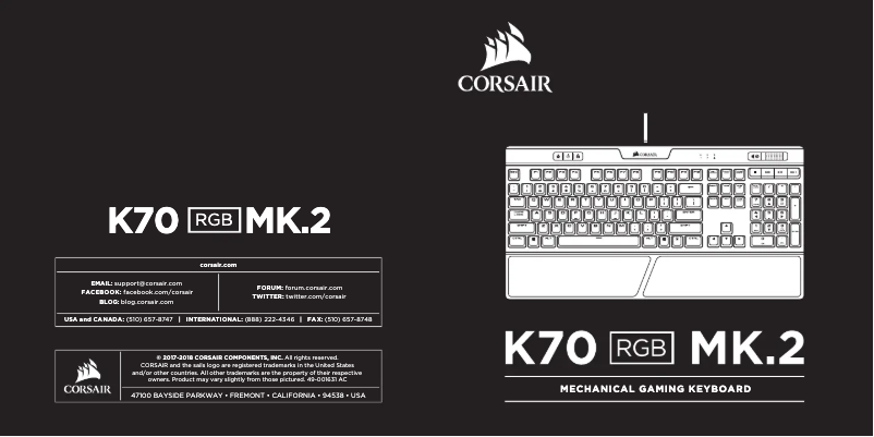 Page 1 de la notice Manuel utilisateur Corsair Gaming K70 RGB