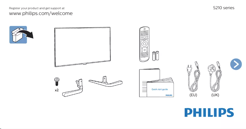 Page 1 de la notice Guide de démarrage rapide Philips 5200 series 24PHK5210