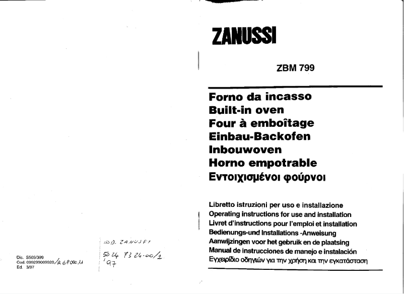 Page 1 de la notice Manuel utilisateur Zanussi ZBM 799 X
