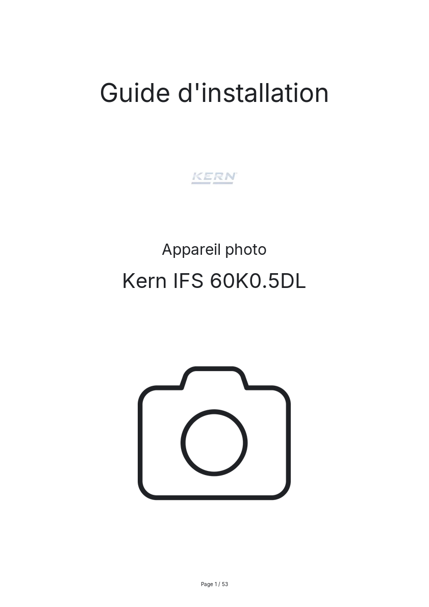 Page n°1 - Guide d'installation Kern IFS 60K0.5DL