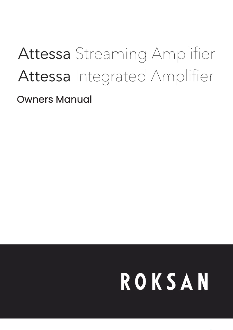 Page n°1 - Manuel utilisateur Roksan Attessa Integrated Amplifier