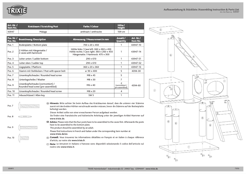 Página 1 del manual Manual de usuario Trixie Malaga