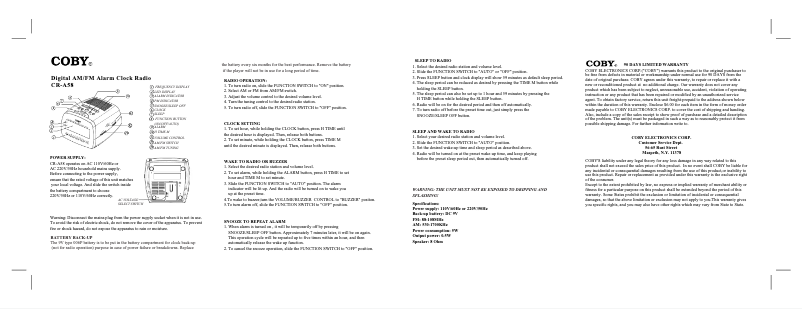 Page n°1 - Manuel utilisateur Coby CR-A58