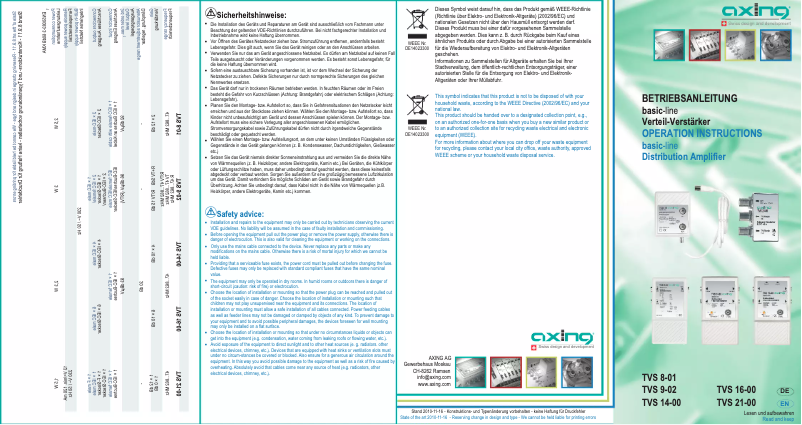 Page n°1 - Manuel utilisateur Axing TVS 16