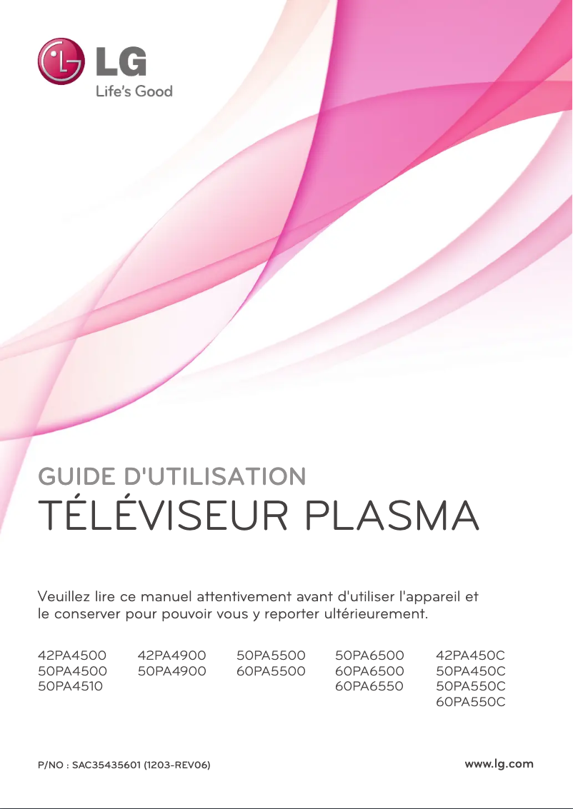 Page n°1 - Manuel utilisateur LG 50PA450C