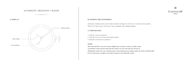 Page n°1 - Manuel utilisateur Earnshaw Beagle Skeleton Automatic Woolwich Edition ES-8076-05