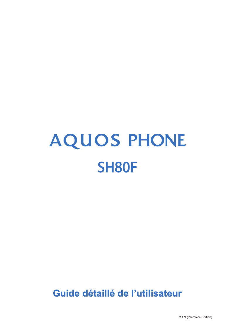 Image de la première page du manuel de l'appareil Aquos SH80F