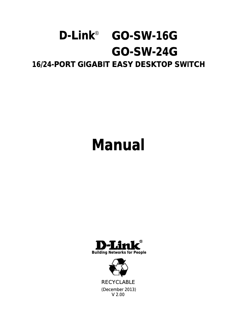 Page 1 de la notice Manuel utilisateur D-Link GO-SW-16G