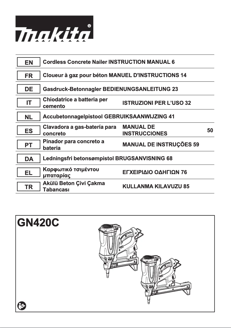 Page n°1 - Manuel utilisateur Makita GN420CSE