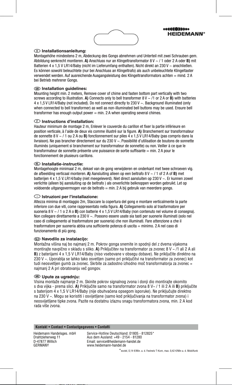 Page 1 de la notice Manuel utilisateur Heidemann Tebas