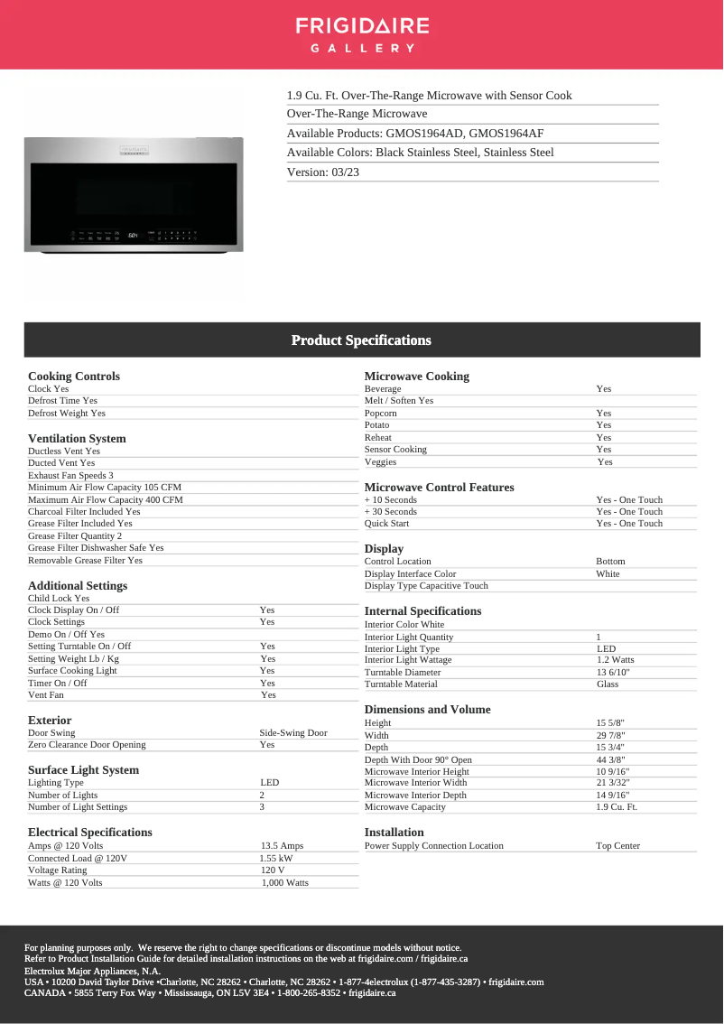 Image de la première page du manuel de l'appareil GMOS1964AF