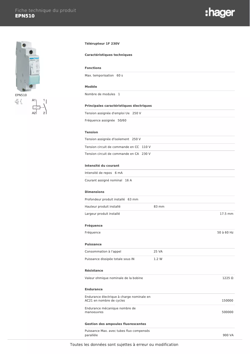 Image de la première page du manuel de l'appareil EPN510