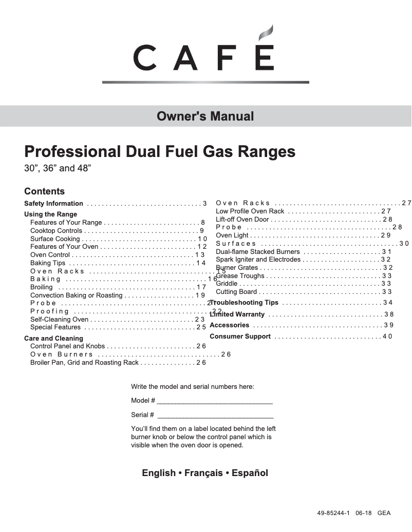Page 1 de la notice Manuel utilisateur GE C2Y366P2MS1