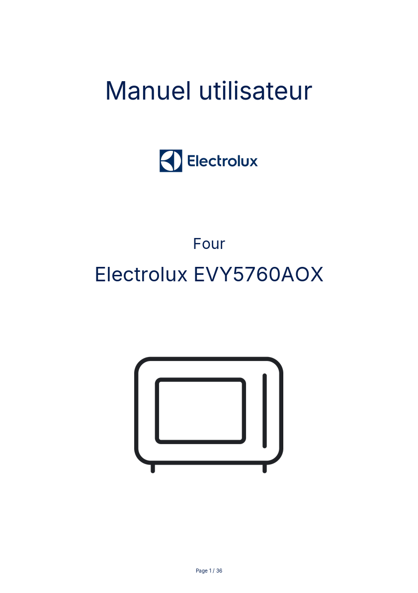 Image de la première page du manuel de l'appareil EVY5760AOX
