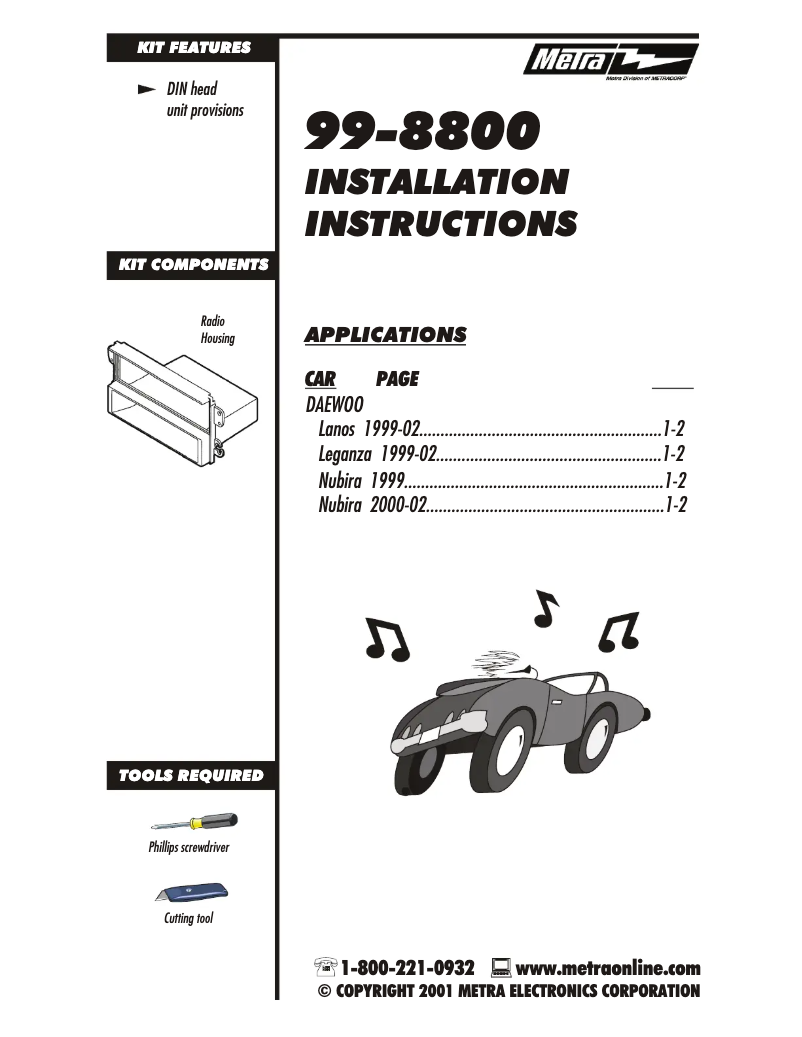 First page image of the manual for 99-8800