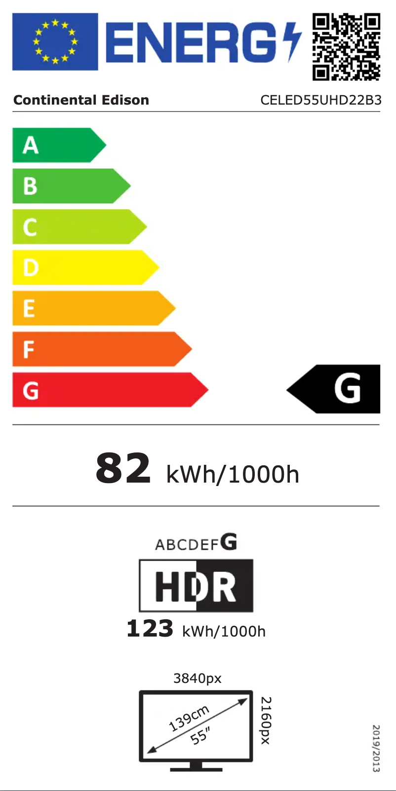 Page n°1 - Label énergétique Continental Edison CELED55UHD22B3