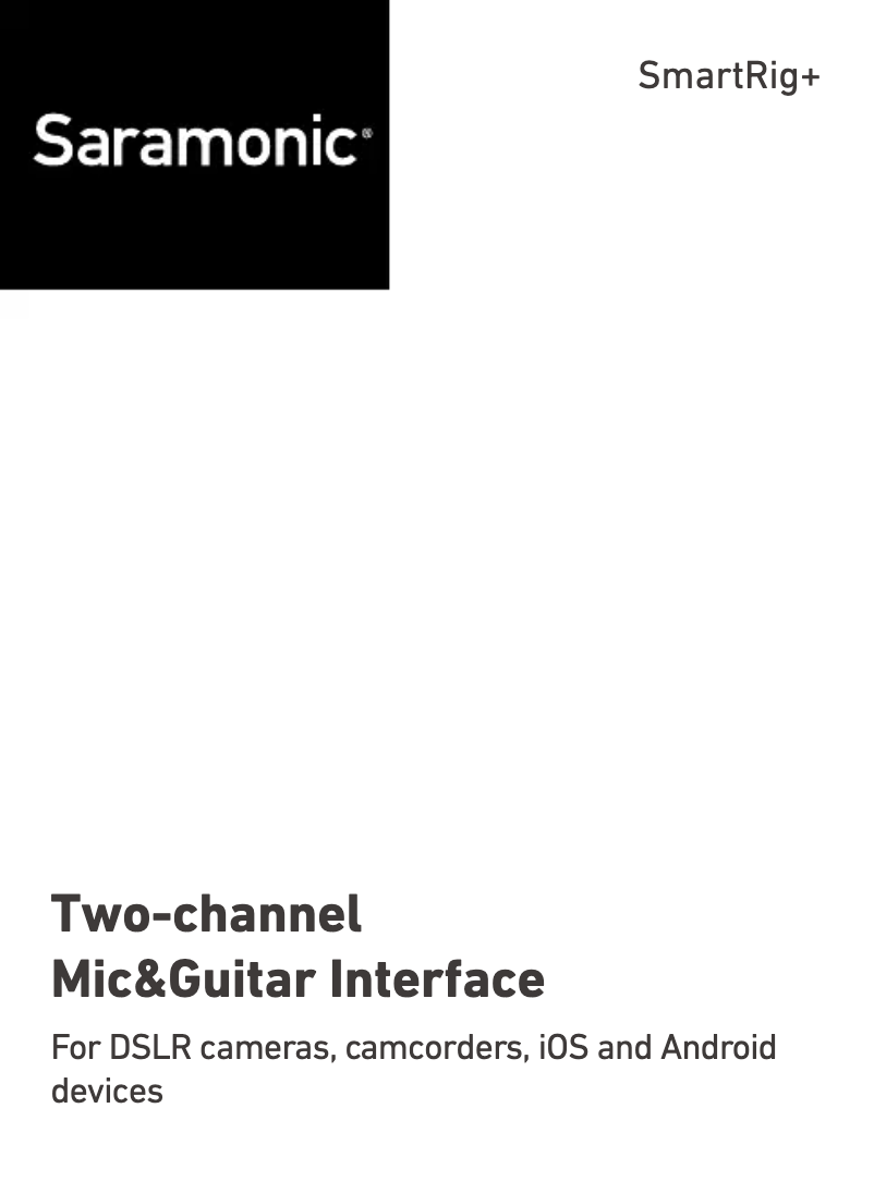 Page n°1 - Manuel utilisateur Saramonic SmartRig+