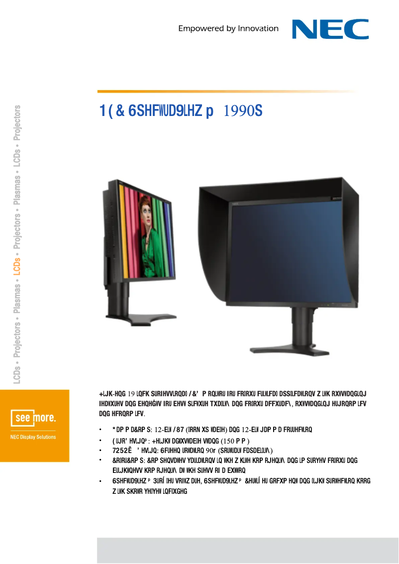 Page 1 de la notice Fiche technique NEC SpectraView 1990p