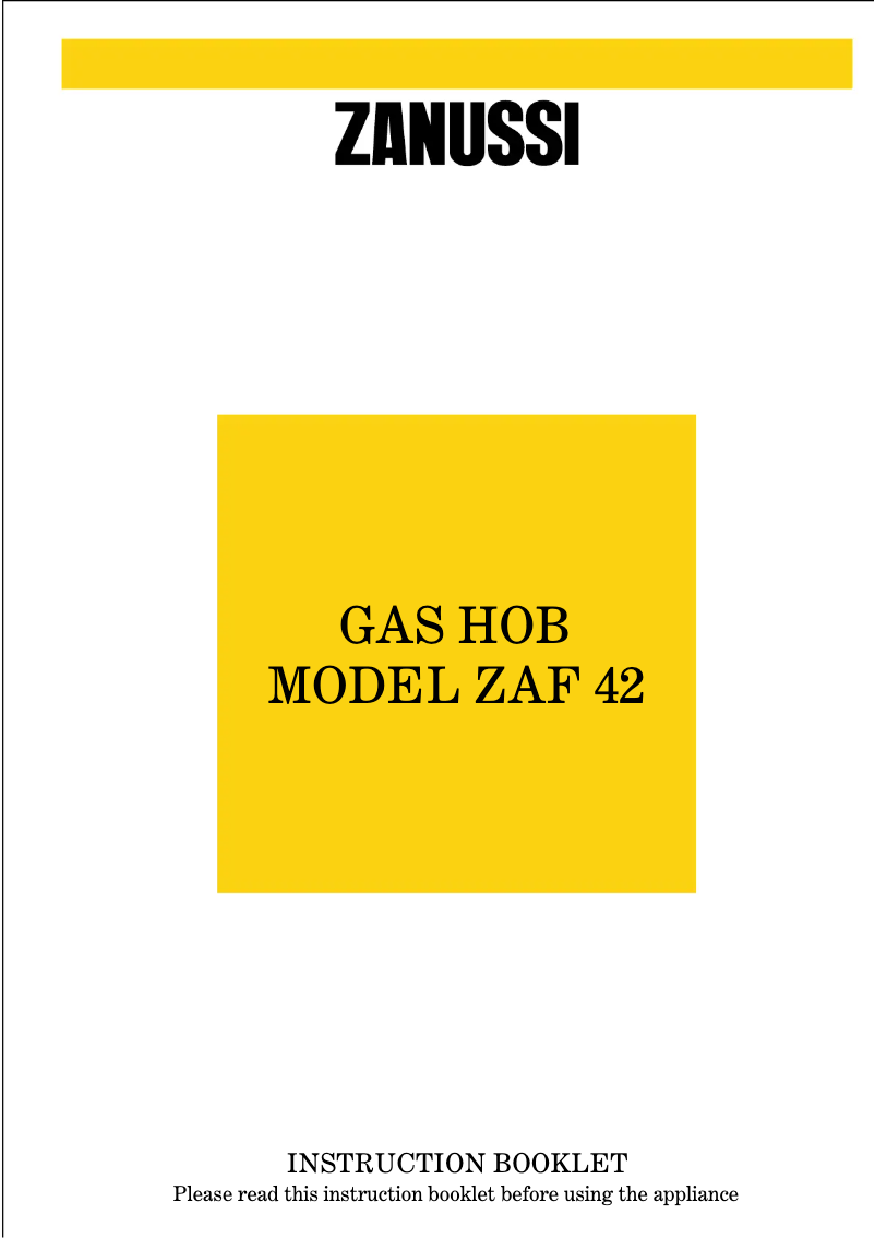 Page 1 de la notice Manuel utilisateur Zanussi ZAF42GB