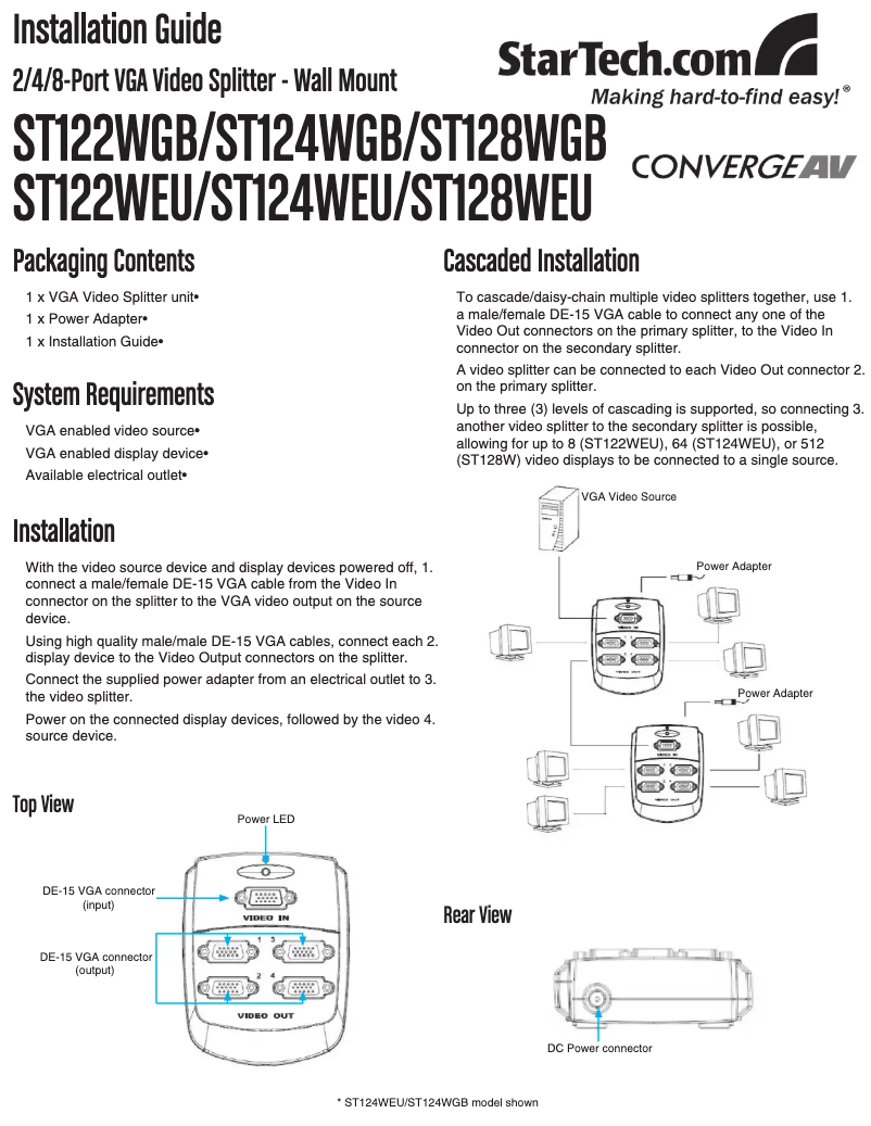 Page n°1 - Manuel utilisateur StarTech.com ST122WGB