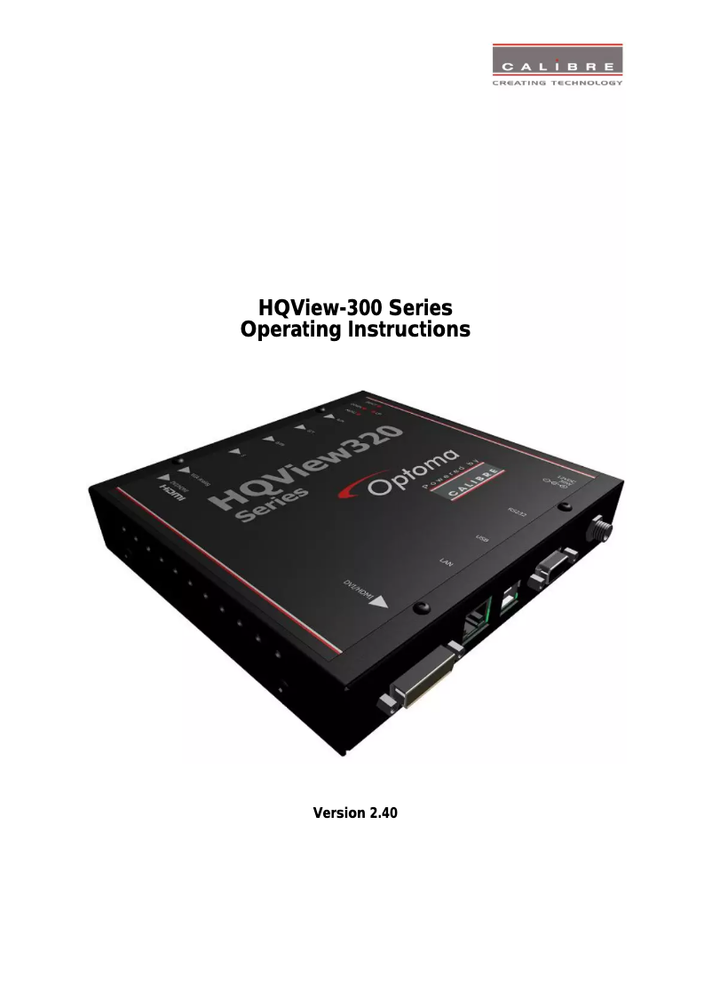 Page n°1 - Manuel utilisateur Optoma HQView320