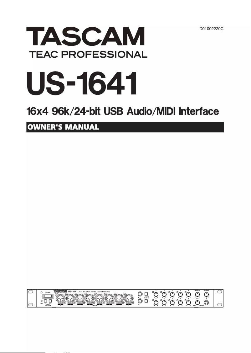 Page n°1 - Manuel utilisateur Tascam US-1641
