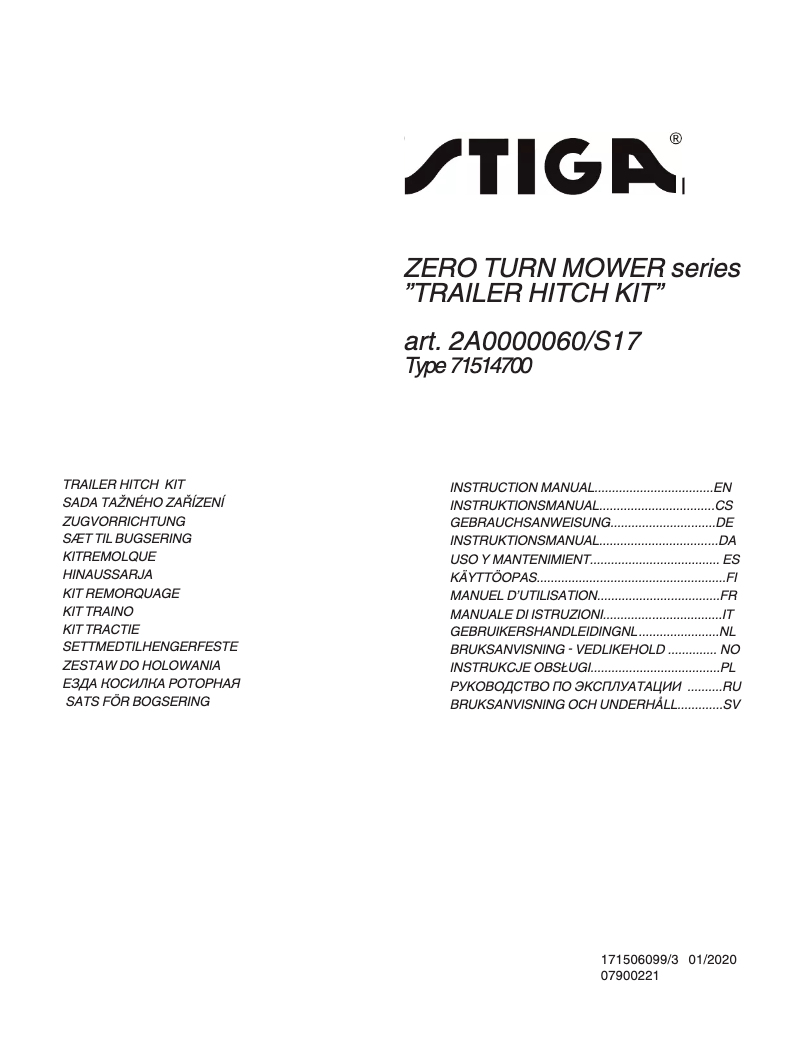 Page n°1 - Manuel utilisateur Stiga ZTR 42