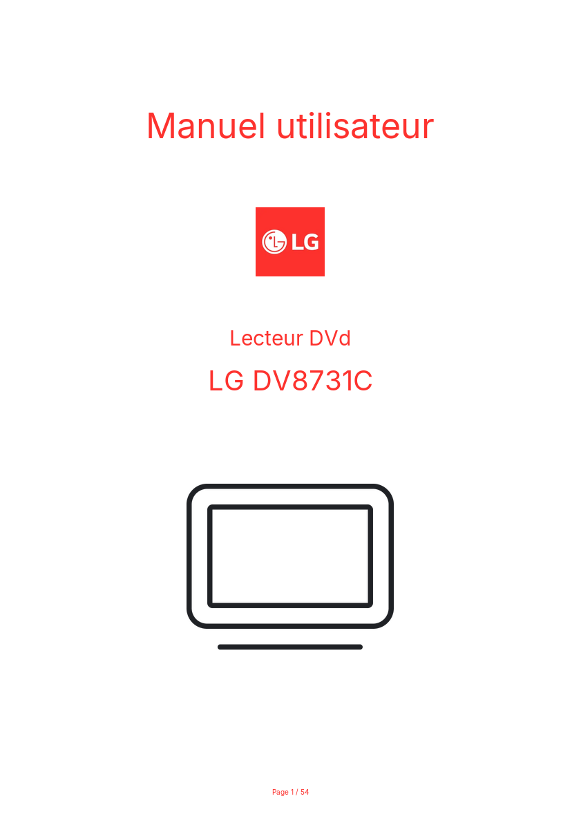Image de la première page du manuel de l'appareil DV8731C