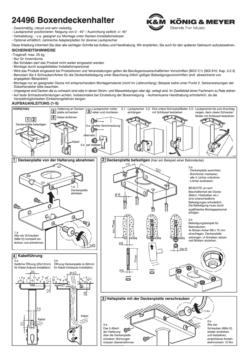 Página 1 del manual Manual de usuario Konig & Meyer 24496