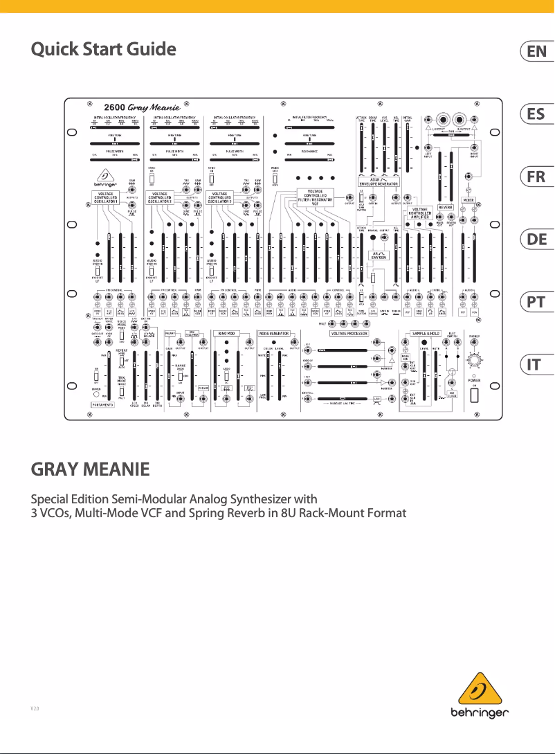 Page n°1 - Manuel utilisateur Behringer 2600 Gray Meanie