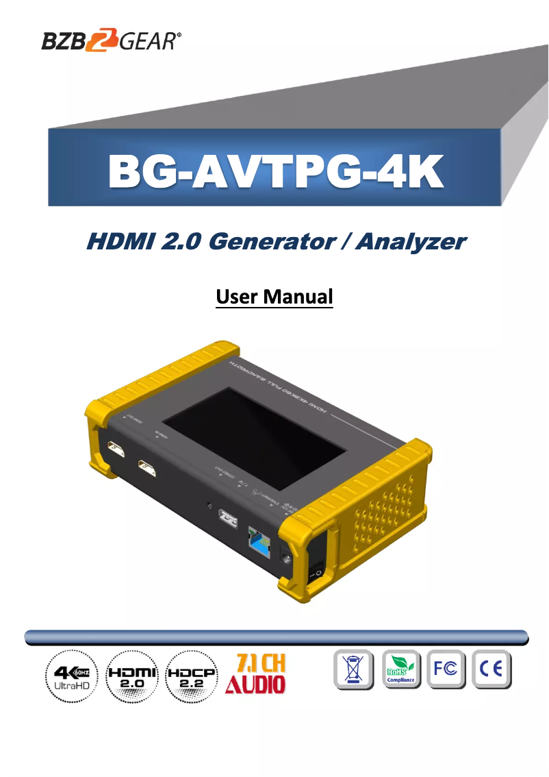 Page 1 de la notice Manuel utilisateur BZBGear AVTPG