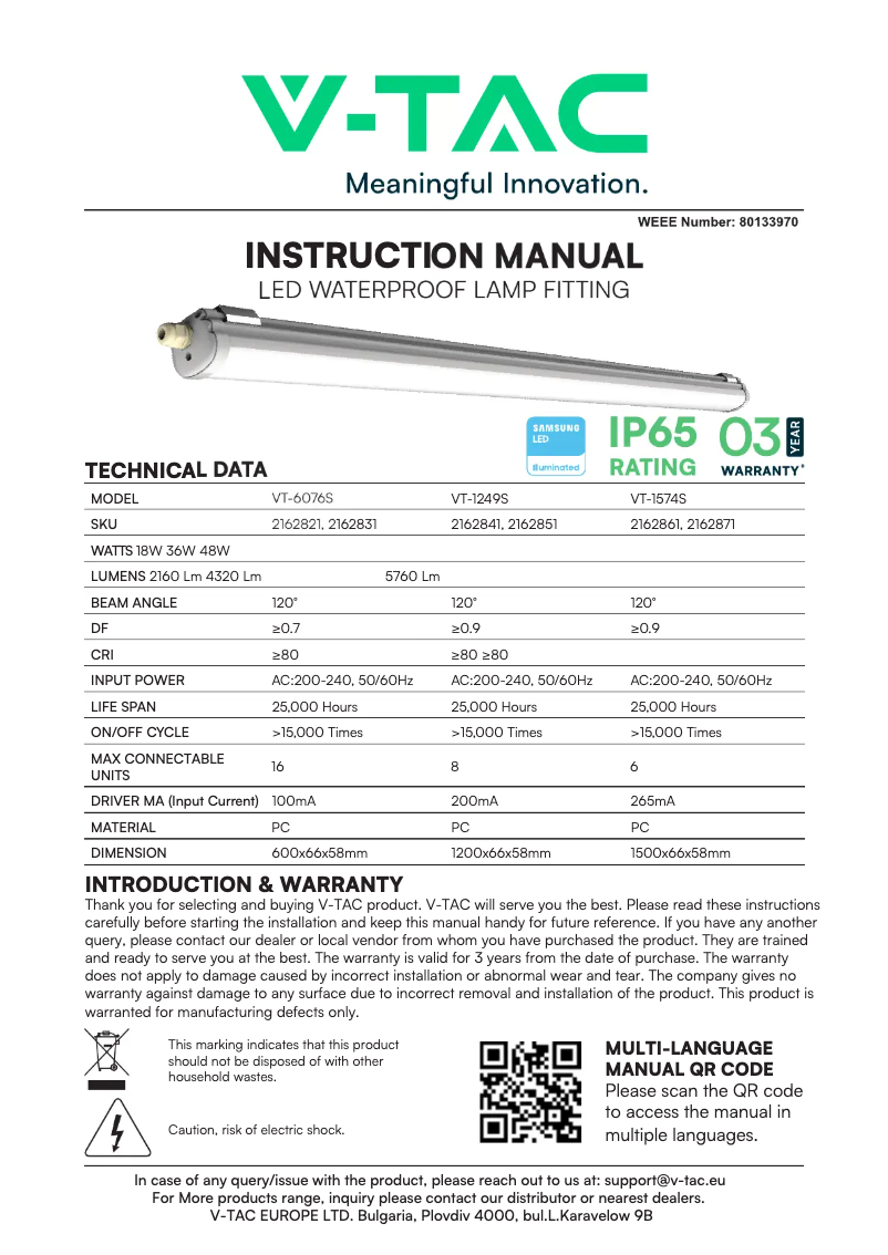 Página 1 del manual Manual de usuario V-TAC VT-1249S