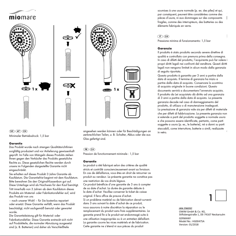 Página 1 del manual Manual de usuario Miomare IAN 296092