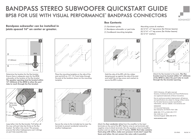 Página 1 del manual Guía de inicio rápido Sonance Visual Performance