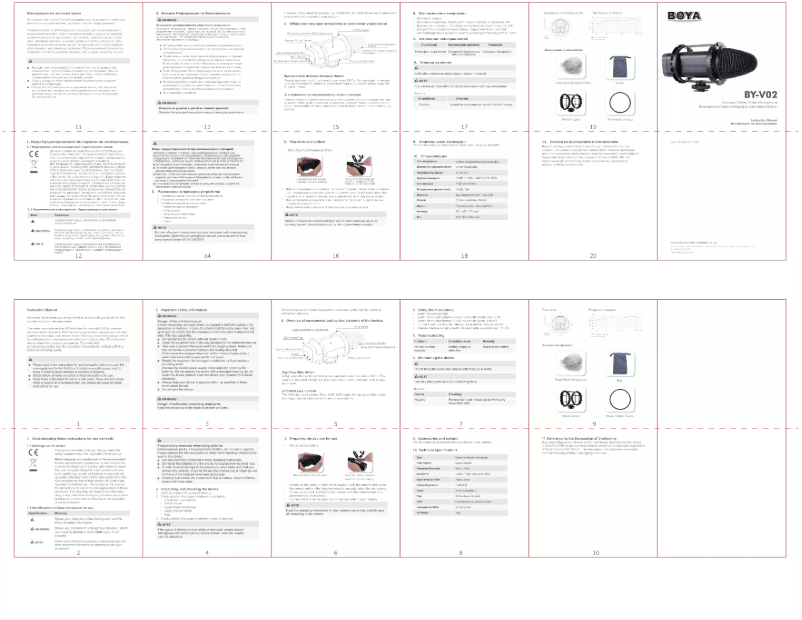 Page n°1 - Manuel utilisateur BOYA BY-V02