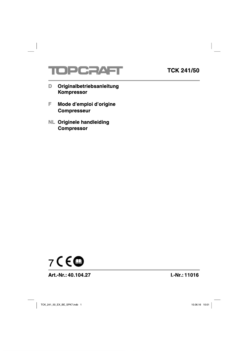 Page 1 de la notice Manuel utilisateur Topcraft TCK 241/50