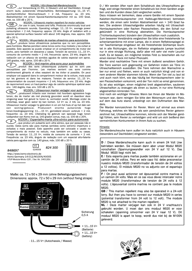 Imagen de la primera página del manual del dispositivo M100N