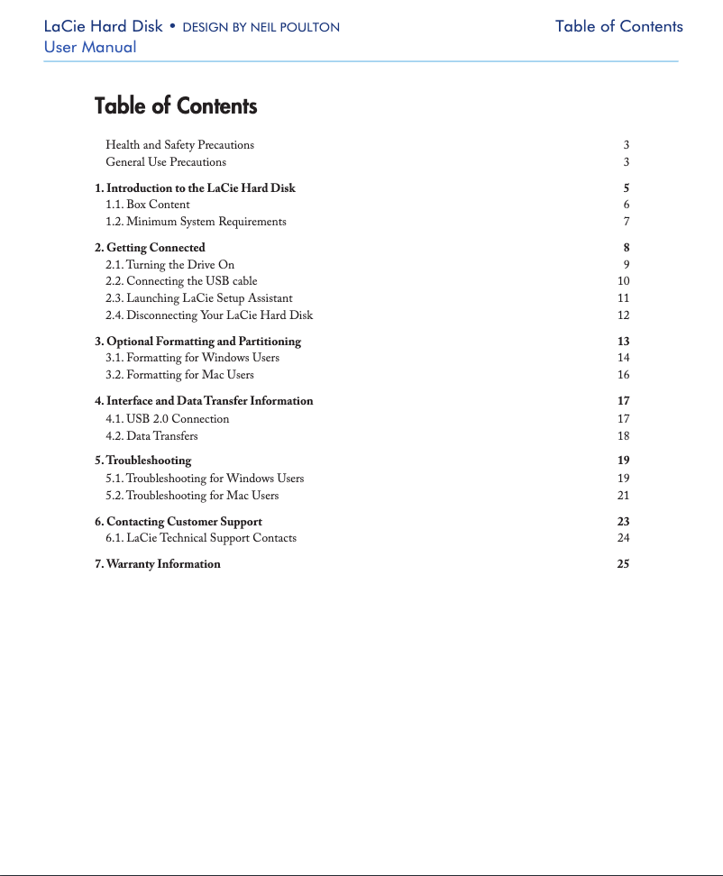 Page n°1 - Manuel utilisateur LaCie Hard Disk 301411EK