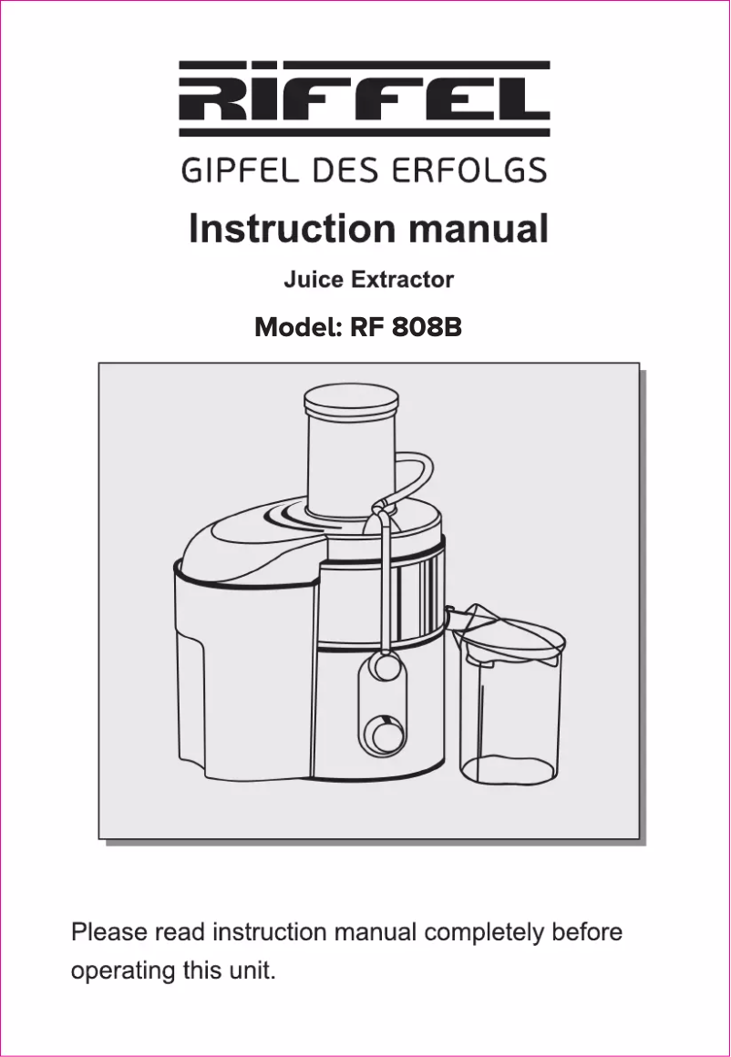 Imagen de la primera página del manual del dispositivo RF 808B