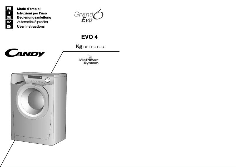 Page 1 de la notice Manuel utilisateur Candy EVO4 1273DW-S