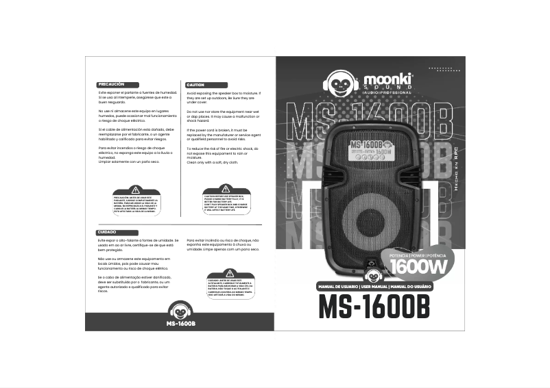 Page 1 de la notice Manuel utilisateur Moonki MS-1600B