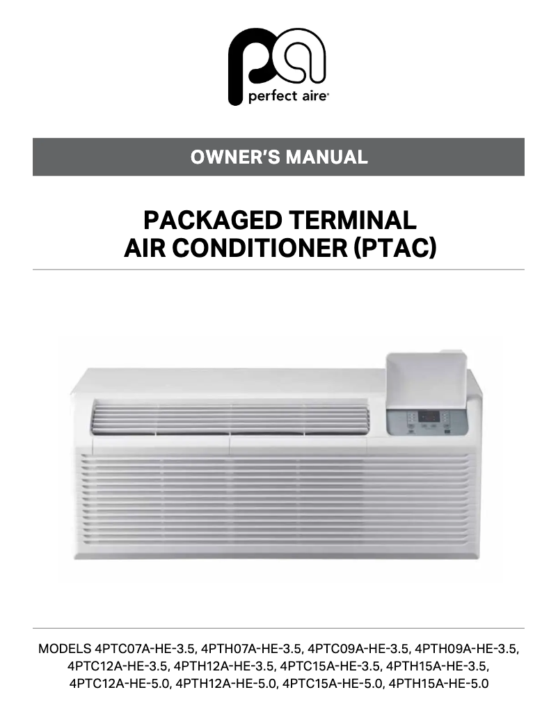 Page 1 de la notice Manuel utilisateur Perfect Aire 4PTH15A-HE-5.0
