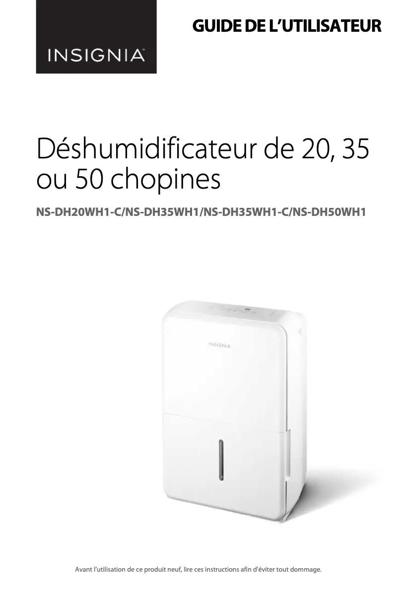 Page 1 de la notice Manuel utilisateur Insignia NS-WC14SS3