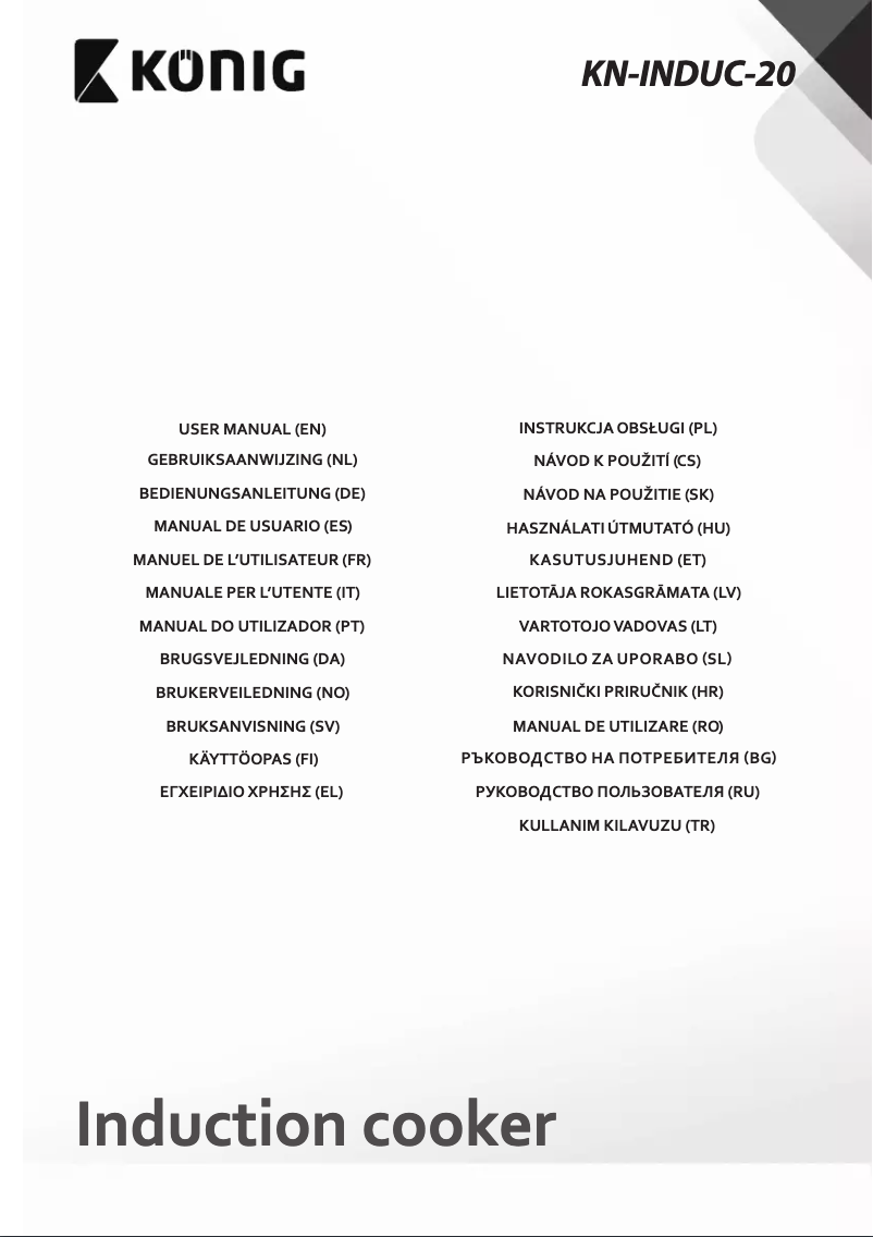 Page 1 de la notice Manuel utilisateur Konig KN-INDUC-20