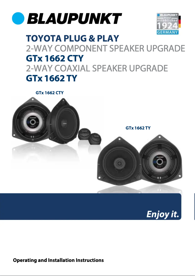 Página 1 del manual Manual de usuario Blaupunkt Toyota GTx 1662