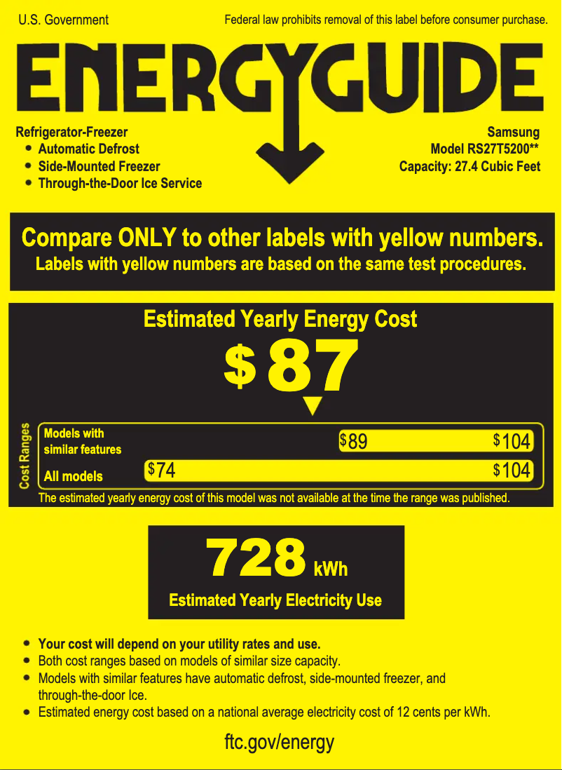 Page n°1 - Label énergétique Samsung RS27T5200SG