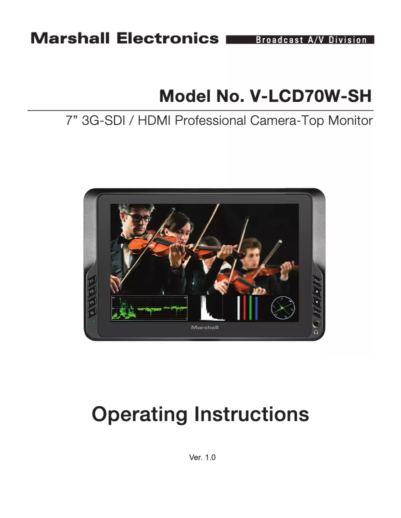 Page 1 de la notice Manuel utilisateur Marshall Electronics V-LCD70W-SH