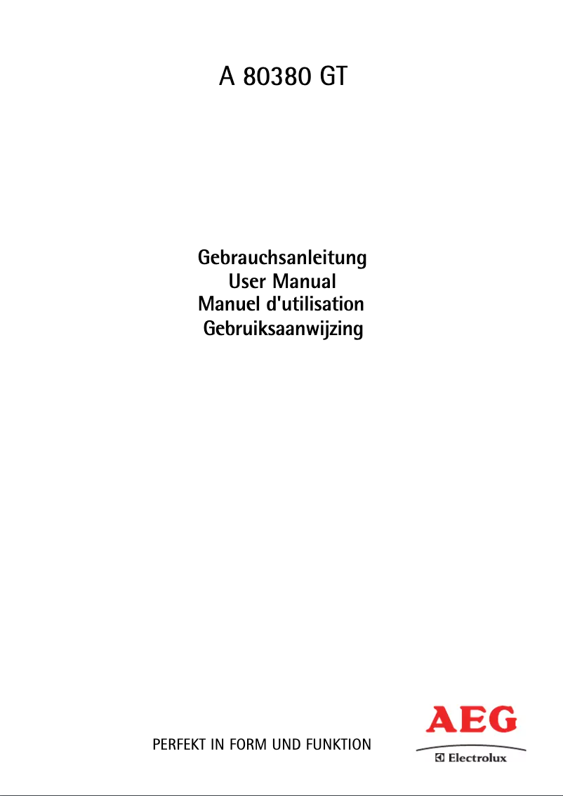 Page n°1 - Manuel utilisateur AEG-Electrolux Arctis 80380 GT