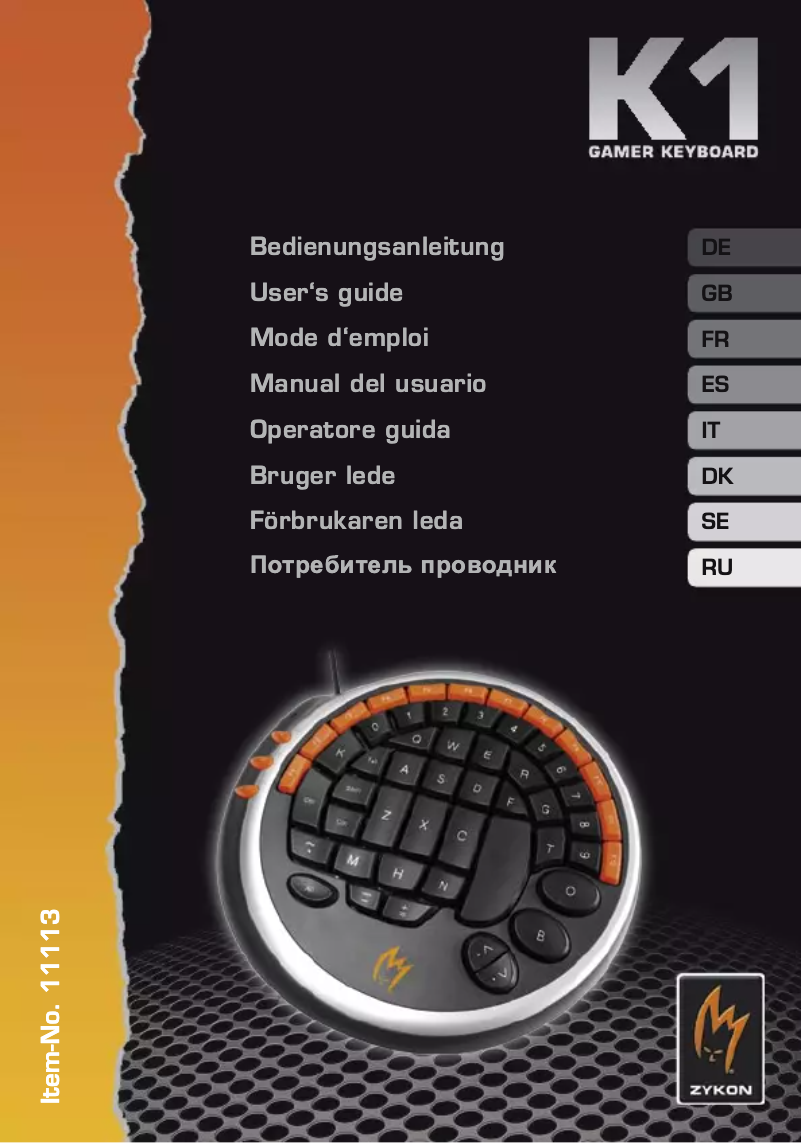 Page n°1 - Manuel utilisateur Zykon K1